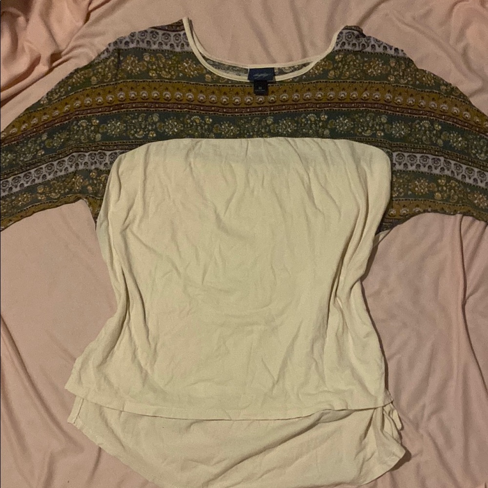 Casual Cream and Green Women's Top